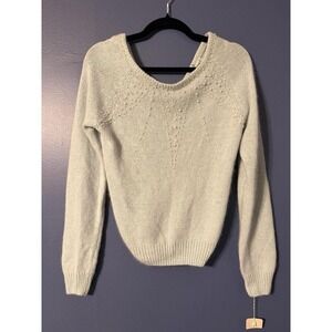 Vtg 70s Northpoint Sweater S Angora Rabbit Lamb Wool Pearl Beaded Fuzzy Ethereal